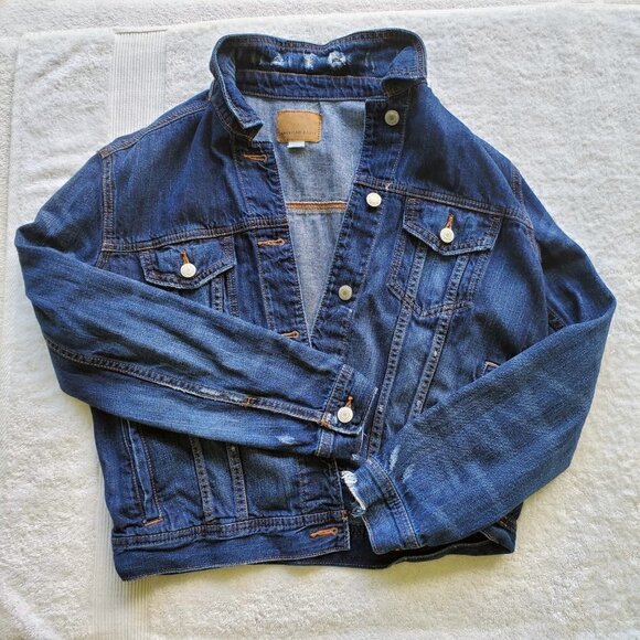 American Eagle Outfitters Deep Blue Wash Jean Jacket 100% Soft Cotton Size M - Picture 6 of 15